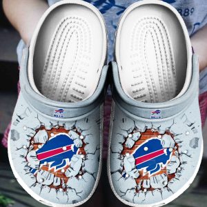 Buffalo Bills Broken Brick Crocs Crocband Clog Comfortable Water Shoes In Grey BCL1497