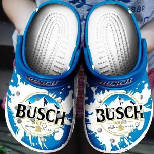 Busch Beer In USA Crocs Crocband Clog Comfortable Water Shoes In Blue White BCL1802