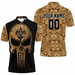 Camouflage Skull New Orleans Saints American Flag 3D Personalized Polo Shirt PLS3561