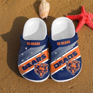 Chicago Bears Go Bears Crocs Crocband Clog Comfortable Water Shoes In Navy BCL1422