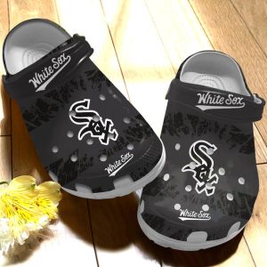 Chicago White Sox Black Grey Crocs Crocband Clog Comfortable Water Shoes BCL0584