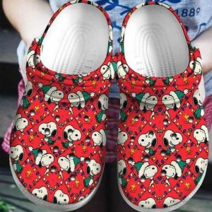 Christmas Snoopy On Red Pattern Crocs Crocband Clog Comfortable Water Shoes BCL1806