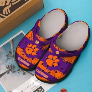 Clemson Tigers Purple Orange Crocs Crocband Clog Comfortable Water Shoes BCL1676