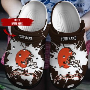 Cleveland Browns Custom Name Crocs Crocband Clog Comfortable Water Shoes BCL0466