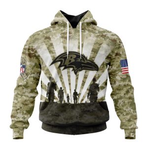 Custom NFL Baltimore Ravens Salute To Service - Honor Veterans And Their Families Unisex Hoodie TH0866