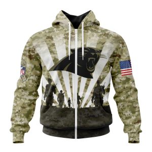 Custom NFL Carolina Panthers Salute To Service - Honor Veterans And Their Families Unisex Zip Hoodie TZH0174
