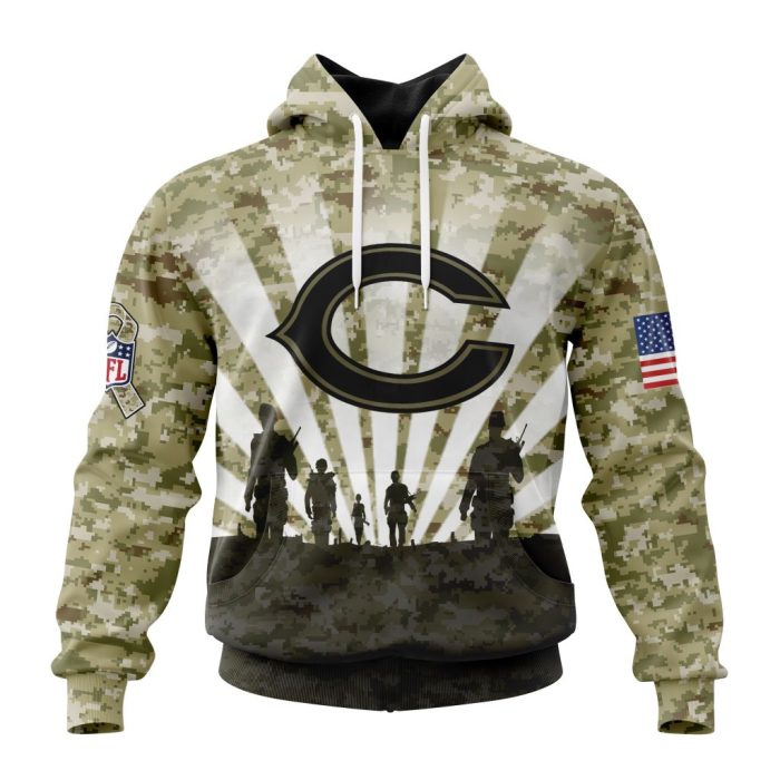 Custom NFL Chicago Bears Salute To Service - Honor Veterans And Their Families Unisex Hoodie TH0869