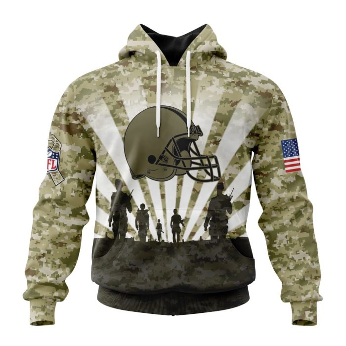 Custom NFL Cleveland Browns Salute To Service - Honor Veterans And Their Families Unisex Hoodie TH0871