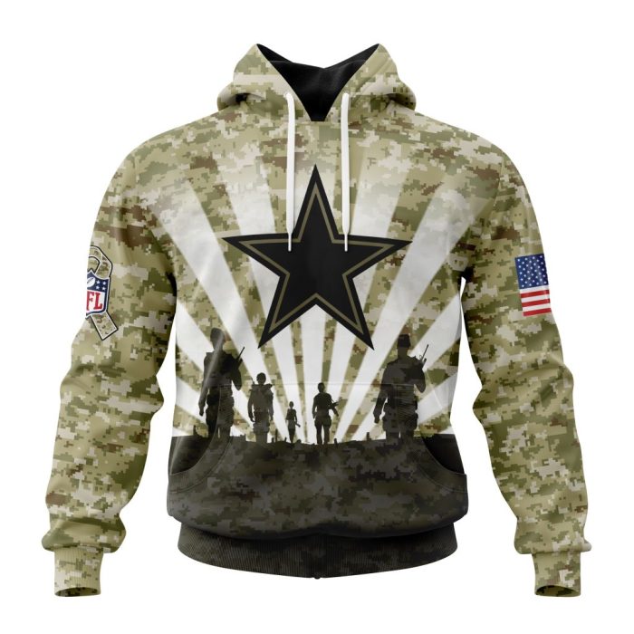 Custom NFL Dallas Cowboys Salute To Service - Honor Veterans And Their Families Unisex Hoodie TH0872