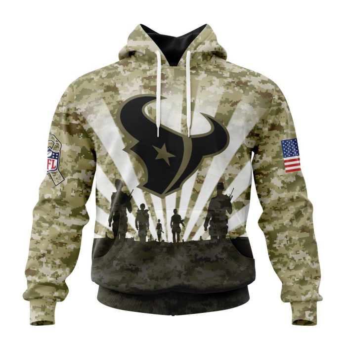 Custom NFL Houston Texans Salute To Service - Honor Veterans And Their Families Unisex Hoodie TH0876