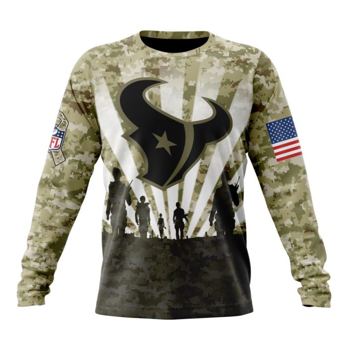 Custom NFL Houston Texans Salute To Service - Honor Veterans And Their Families Unisex Sweatshirt SWS013
