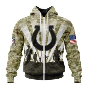 Custom NFL Indianapolis Colts Salute To Service - Honor Veterans And Their Families Unisex Zip Hoodie TZH0183