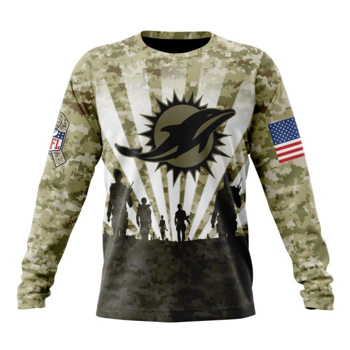 Custom NFL Miami Dolphins Salute To Service - Honor Veterans And Their Families Unisex Sweatshirt SWS020