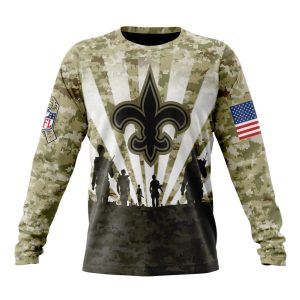Custom NFL New Orleans Saints Salute To Service - Honor Veterans And Their Families Unisex Sweatshirt SWS023