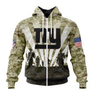 Custom NFL New York Giants Salute To Service - Honor Veterans And Their Families Unisex Zip Hoodie TZH0193