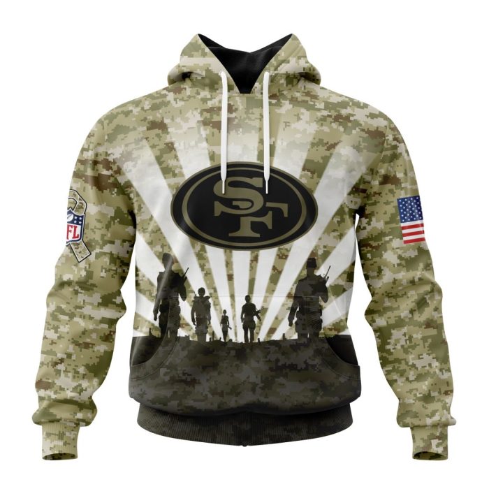 Custom NFL San Francisco 49ers Salute To Service - Honor Veterans And Their Families Unisex Hoodie TH0891