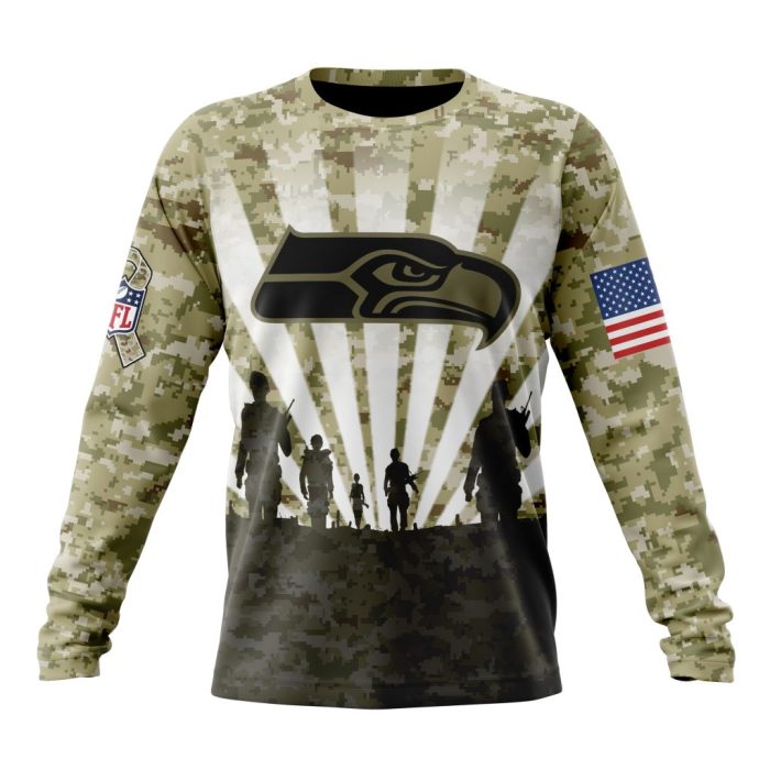 Custom NFL Seattle Seahawks Salute To Service - Honor Veterans And Their Families Unisex Sweatshirt SWS029