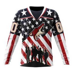 Custom NHL Arizona Coyotes Specialized Kits For Honor US's Military Unisex Sweatshirt SWS1002