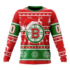Custom NHL Boston Bruins Specialized Unisex Christmas Is Coming Santa Claus Unisex Sweatshirt SWS1012