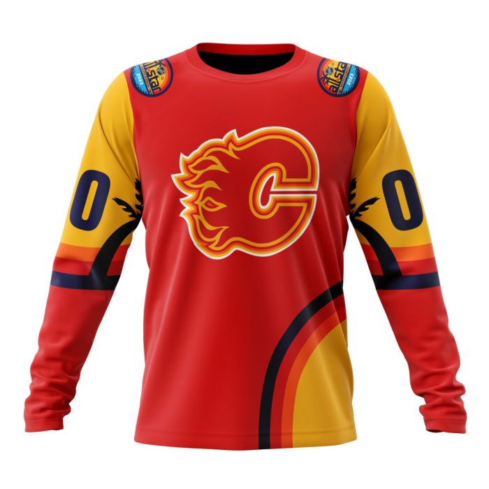 Custom NHL Calgary Flames Special All-Star Game Florida Sunset Unisex Sweatshirt SWS1022