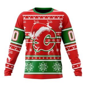 Custom NHL Calgary Flames Specialized Unisex Christmas Is Coming Santa Claus Unisex Sweatshirt SWS1025