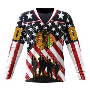 Custom NHL Chicago BlackHawks Specialized Kits For Honor US's Military Unisex Sweatshirt SWS1035
