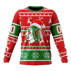 Custom NHL Chicago BlackHawks Specialized Unisex Christmas Is Coming Santa Claus Unisex Sweatshirt SWS1038