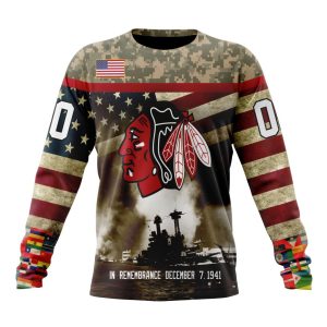 Custom NHL Chicago BlackHawks Specialized Unisex Kits Remember Pearl Harbor Unisex Sweatshirt SWS1039