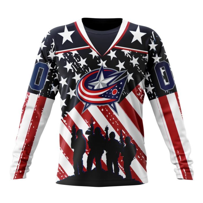 Custom NHL Columbus Blue Jackets Specialized Kits For Honor US's Military Unisex Sweatshirt SWS1049