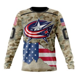Custom NHL Columbus Blue Jackets Specialized Kits For United State With Camo Color Unisex Sweatshirt SWS1050