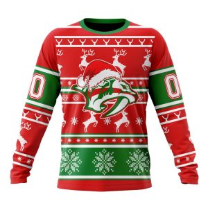 Custom NHL Nashville Predators Specialized Unisex Christmas Is Coming Santa Claus Unisex Sweatshirt SWS1103