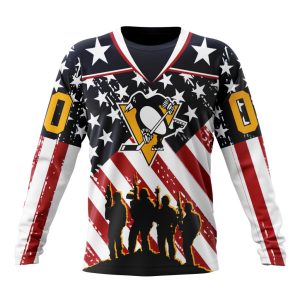 Custom NHL Pittsburgh Penguins Specialized Kits For Honor US's Military Unisex Sweatshirt SWS1140