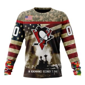 Custom NHL Pittsburgh Penguins Specialized Unisex Kits Remember Pearl Harbor Unisex Sweatshirt SWS1144
