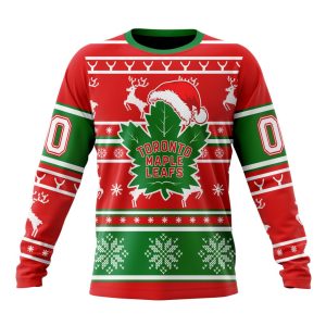 Custom NHL Toronto Maple Leafs Specialized Unisex Christmas Is Coming Santa Claus Unisex Sweatshirt SWS1179
