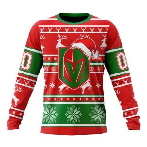Custom NHL Vegas Golden Knights Specialized Unisex Christmas Is Coming Santa Claus Unisex Sweatshirt SWS1190