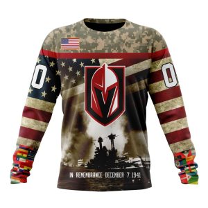 Custom NHL Vegas Golden Knights Specialized Unisex Kits Remember Pearl Harbor Unisex Sweatshirt SWS1191