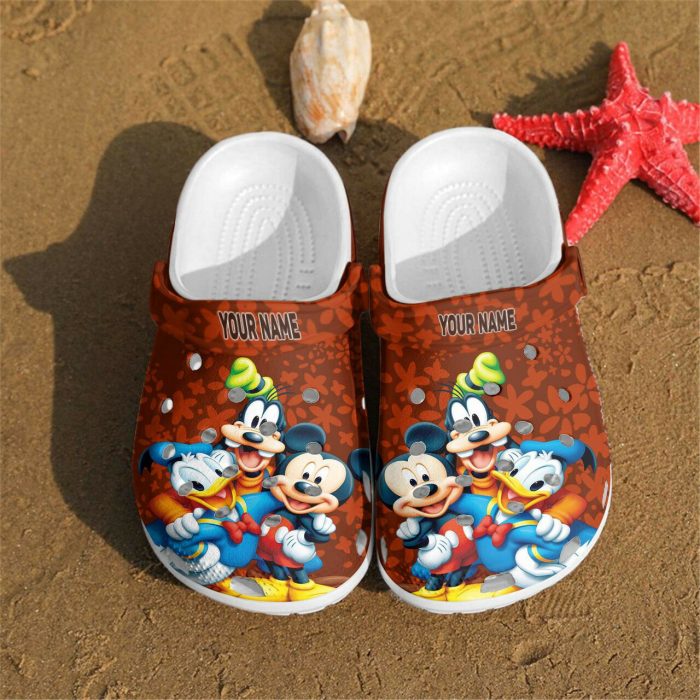Custom Name Mickey Mouse Happy With Friends Crocs Crocband Clog Comfortable Water Shoes BCL1689