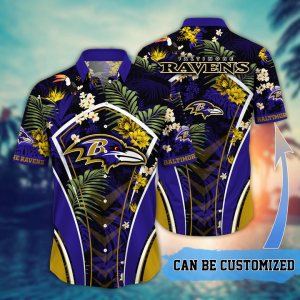 Customized Baltimore Ravens NFL Flower Summer Tropical Hawaiian Shirt HWS0544