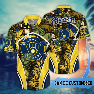 Customized Milwaukee Brewers MLB Flower Summer Tropical Hawaiian Shirt HWS0573