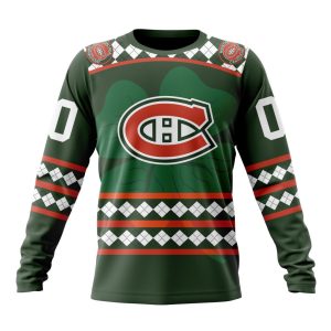 Customized Montreal Canadiens Green Shamrock Celebrate St Patrick's Day Unisex Sweatshirt SWS1219