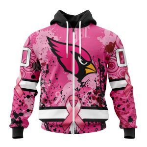 Customized NFL Arizona Cardinals I Pink I Can! In October We Wear Pink Breast Cancer Unisex Zip Hoodie TZH0204
