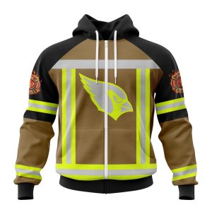 Customized NFL Arizona Cardinals Special Firefighter Uniform Design Unisex Zip Hoodie TZH0206