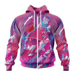Customized NFL Carolina Panthers I Pink I Can Fearless Again Breast Cancer Unisex Zip Hoodie TZH0227