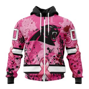 Customized NFL Carolina Panthers I Pink I Can! In October We Wear Pink Breast Cancer Unisex Zip Hoodie TZH0228