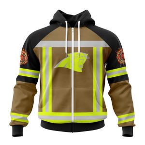 Customized NFL Carolina Panthers Special Firefighter Uniform Design Unisex Zip Hoodie TZH0230