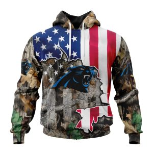 Customized NFL Carolina Panthers USA Flag Camo Realtree Hunting Unisex Hoodie TH0925