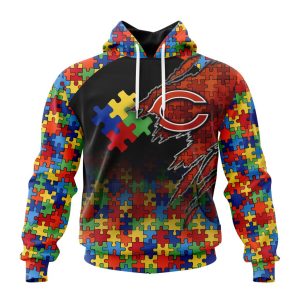 Customized NFL Chicago Bears Autism Awareness Design Unisex Hoodie TH0926