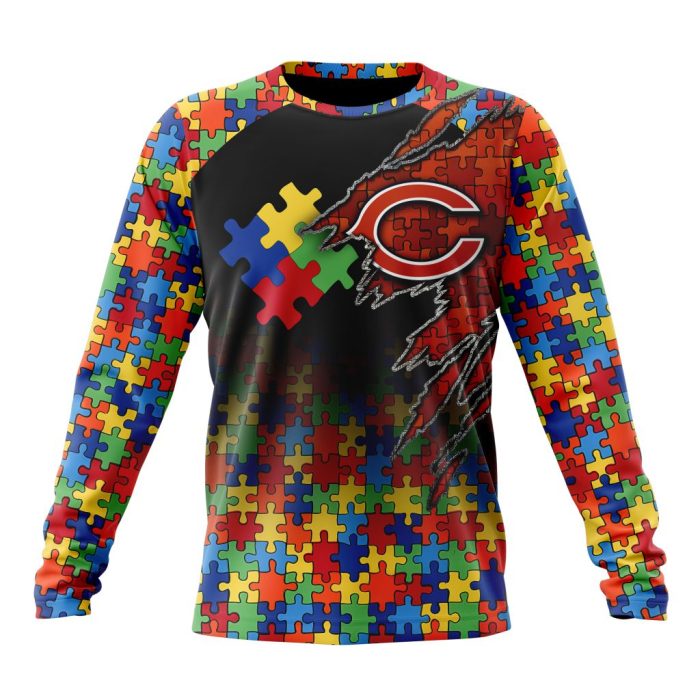 Customized NFL Chicago Bears Autism Awareness Design Unisex Sweatshirt SWS063