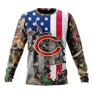 Customized NFL Chicago Bears USA Flag Camo Realtree Hunting Unisex Sweatshirt SWS068