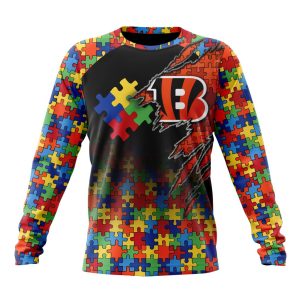 Customized NFL Cincinnati Bengals Autism Awareness Design Unisex Sweatshirt SWS069
